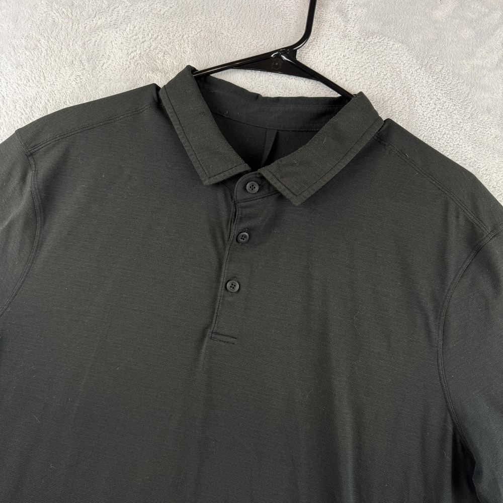 Lululemon Evolution Polo Shirt Mens Medium Black Performance Golf Athletic